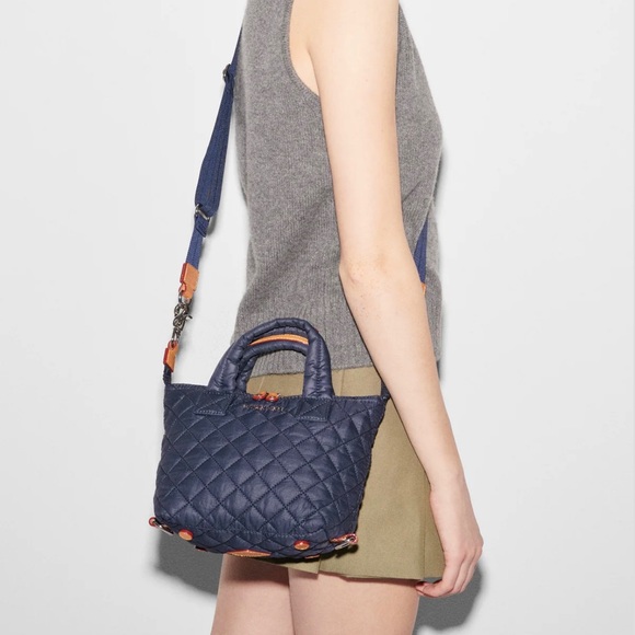 MZ WALLACE Women’s Micro Sutton Recycled Nylon Small Crossbody In Dark Blue Camo - Picture 12 of 13